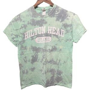 Hilton head Island vacation getaway green gray tie-dye short sleeve crewneck Tee
